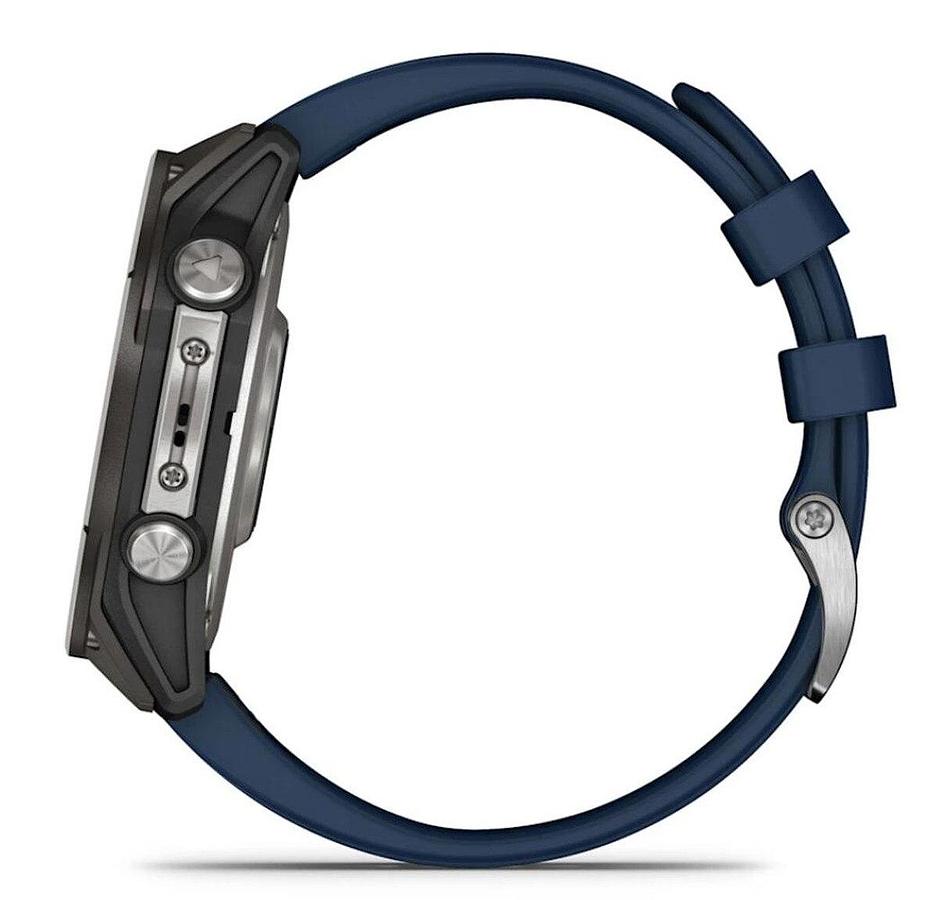 Garmin Quatix 8 47mm AMOLED Smartwatch Titanium Bezel Captain Blue Silicone Band