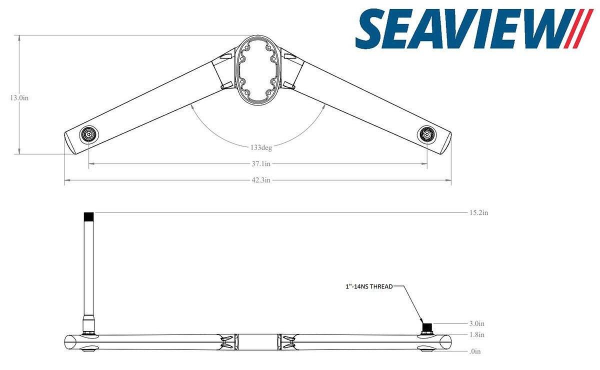 Seaview SP1MODBLKV2 Spreader kit For Mounts Ending In M1 Black