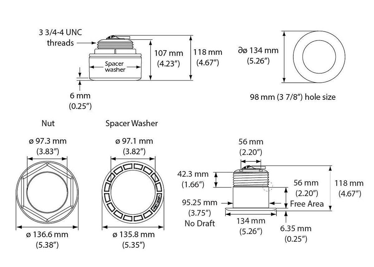 Simrad SS175H-W 0D Tilt 130-210KHZ Stainless Steel