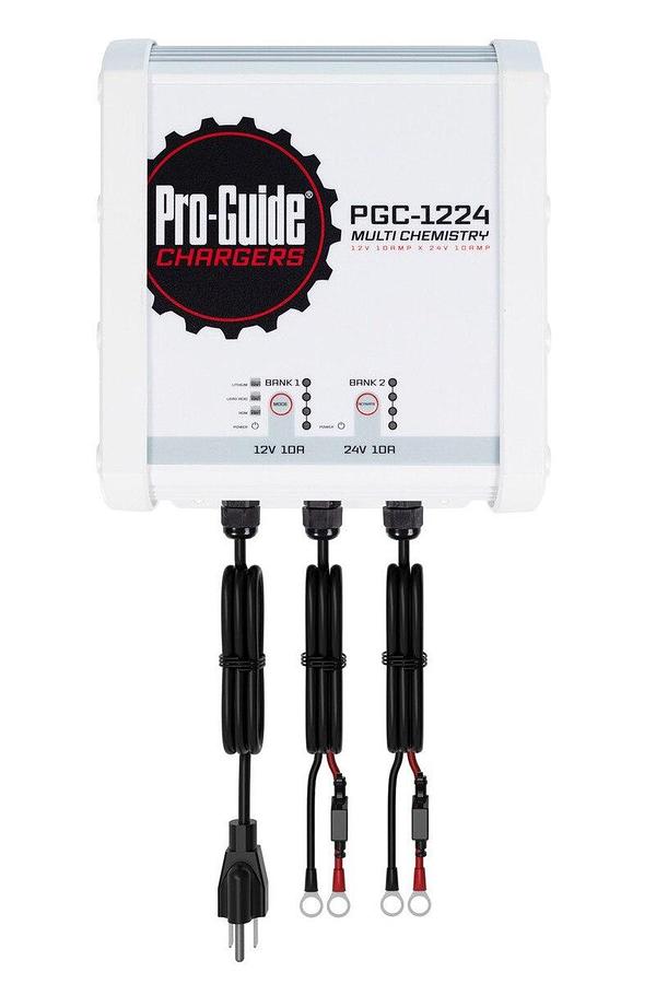 Pro-Guide PGC-1224 2-Bank 1x12V/10A Lead Acid/LiFePo4 and 1x24V 10A LiFePO4 On Board Charger, IP68