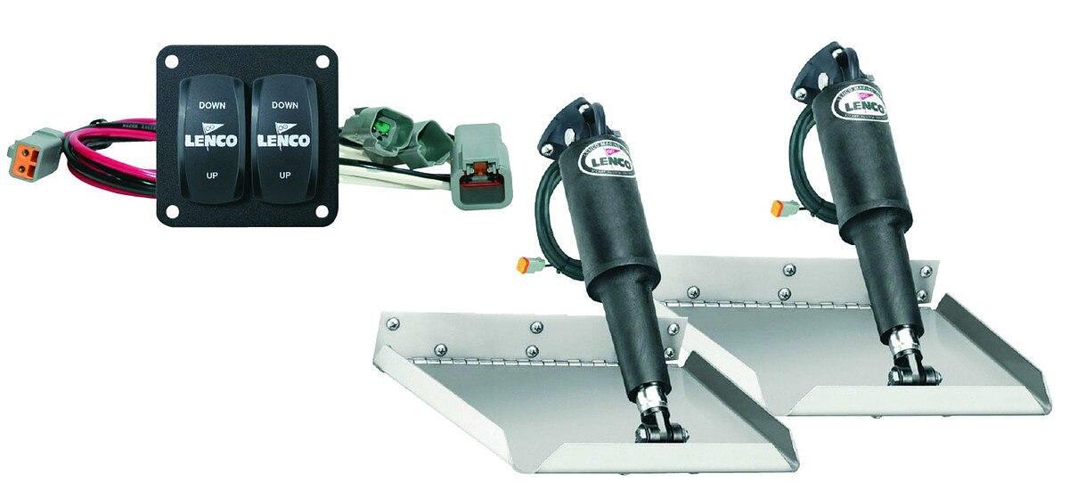 Lenco 12inx12in Standard Mount Trim Tab Kit 12v with Double Rocker Switch