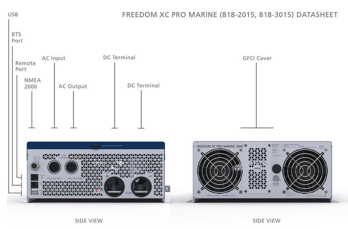 Xantrex Freedom XC PRO 2000 2000W Marine Inverter Charger 12vDC in 120vAC Out