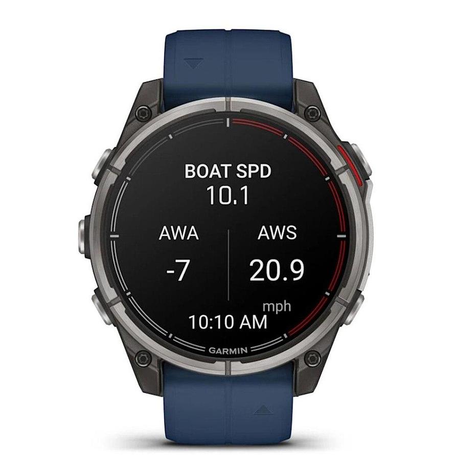 Garmin Quatix 8 47mm AMOLED Smartwatch Titanium Bezel Captain Blue Silicone Band