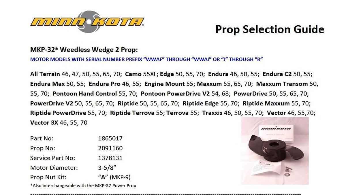 Minn Kota MKP-32 2091160 Prop Weedless Wedge 2