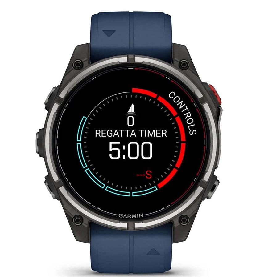 Garmin Quatix 8 Pro - 47mm AMOLED Smartwatch Titanium Bezel Captain Blue Silicone Band