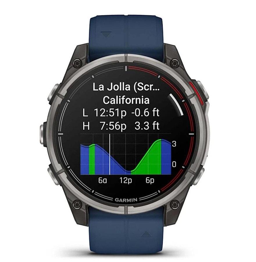 Garmin Quatix 8 47mm AMOLED Smartwatch Titanium Bezel Captain Blue Silicone Band