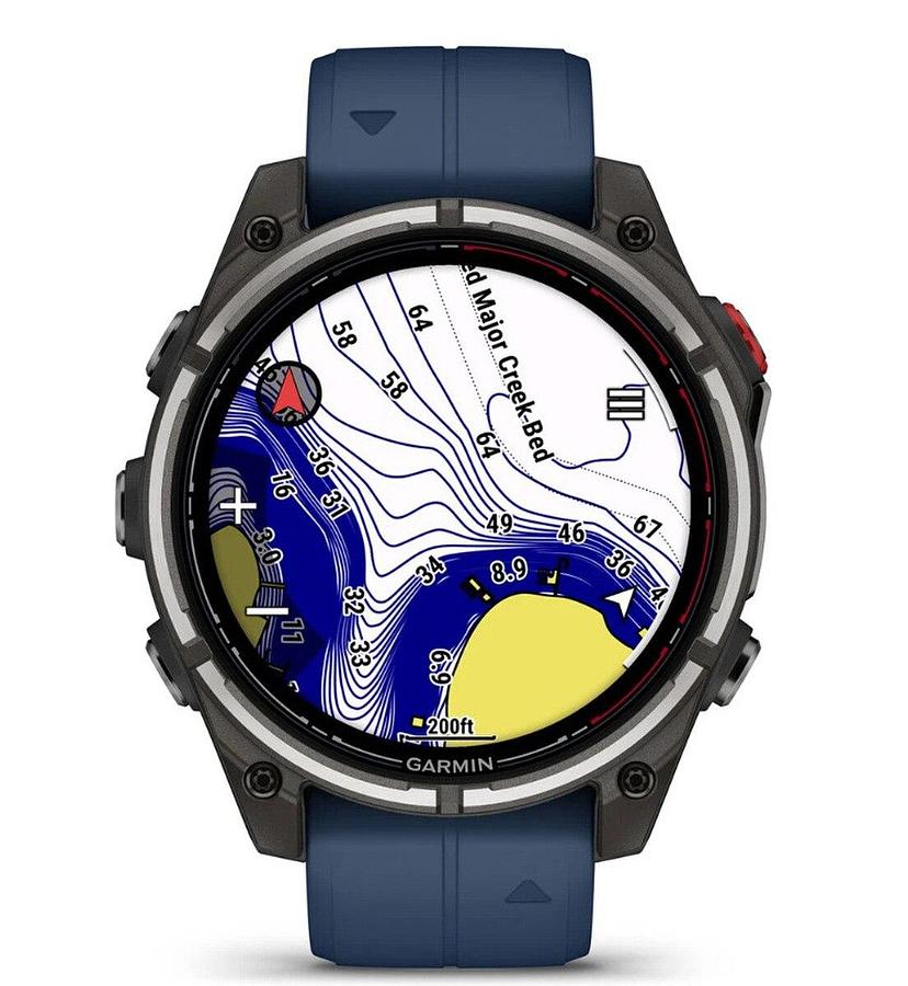 Garmin Quatix 8 Pro - 47mm AMOLED Smartwatch Titanium Bezel Captain Blue Silicone Band