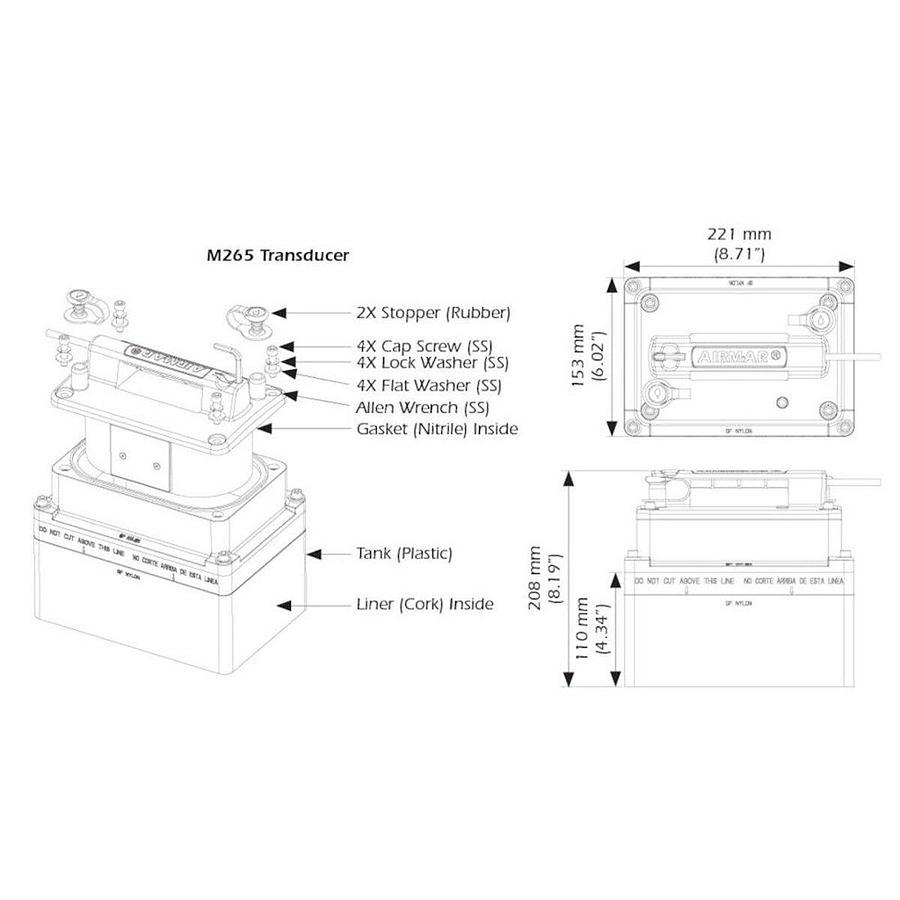 Airmar M265C-LM-0 1kw Low Medium CHIRP With Bare Wire MMC Cable