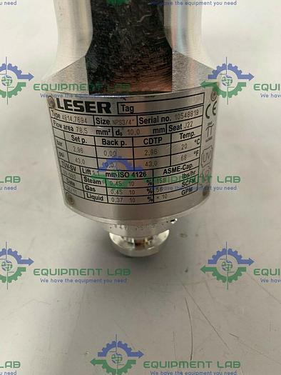Used Leser 4814.7694 Stainless Steel Flow Valve w/ 1" & 3/4" Sanitary Fittings