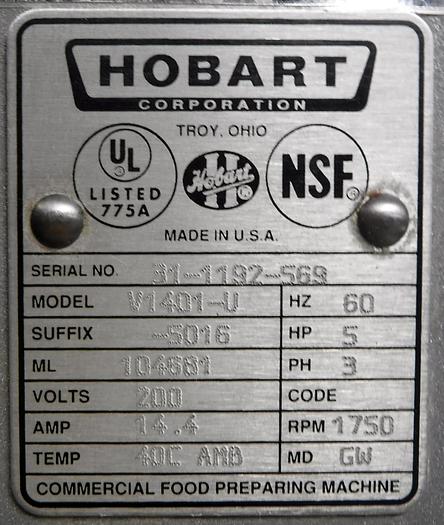 Used USED HOBART® TALL-BOY 140-QUART MIXER WITH BOWL GUARD, MODEL NO. V-1401