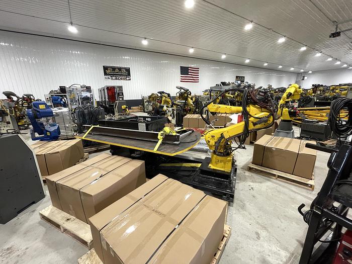 Used FANUC FANUC ARC MATE 120iB MIG WELDING CELL WITH LINCOLN 455M AND INDEX TABLE 5' X 8' RJ3iB CONTROL