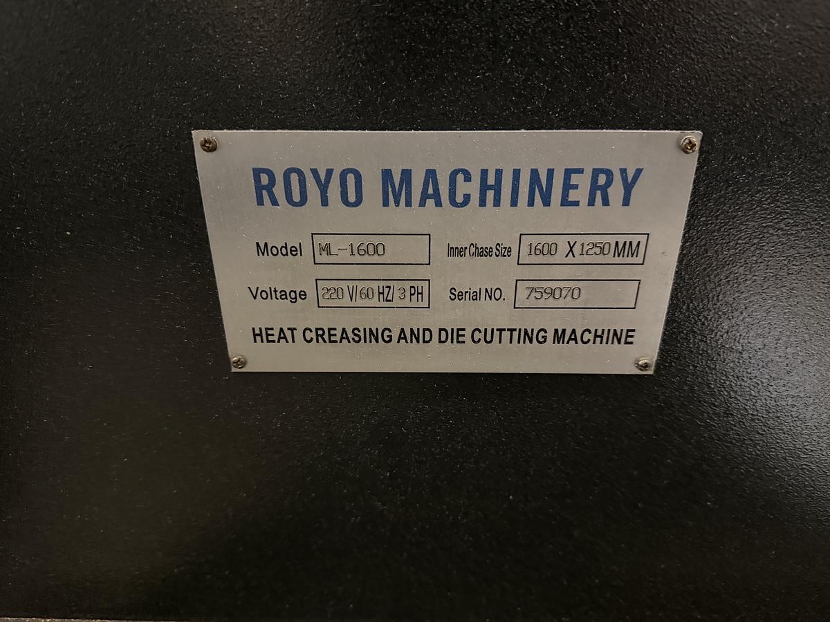 Used Royo ML1600 Clamshell Die Cutter