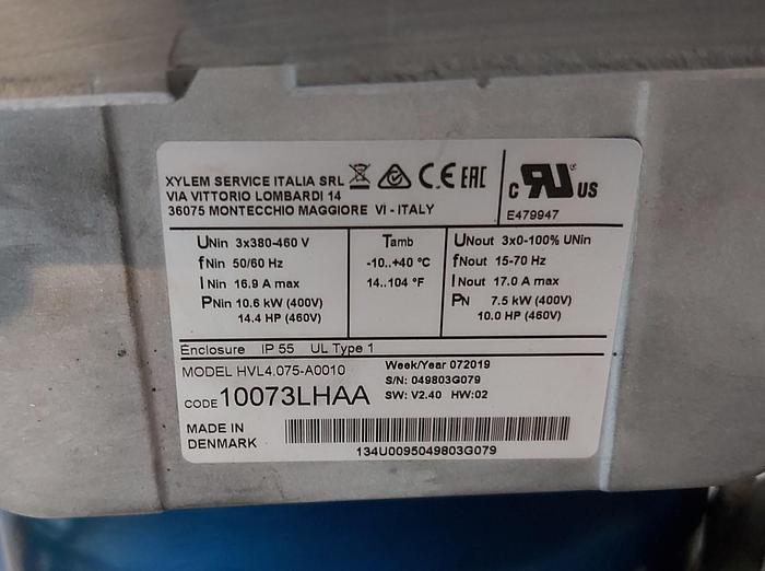 Gebraucht Druckerhöhungspumpe + Frequenzumformer, SV1607F75T - HLV4.075-A0010, Lowara, gebraucht