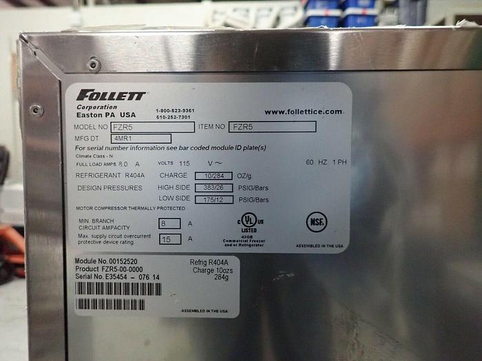 Used Follett Model No FZR5 FZR Series Under Counter Medical Freezer