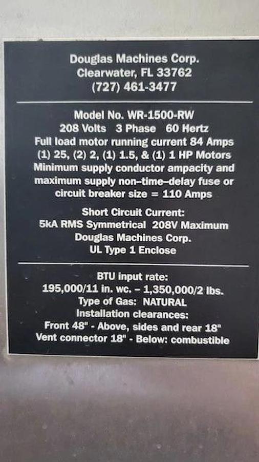 Used Douglas Rack Washer - WR-1500-RW