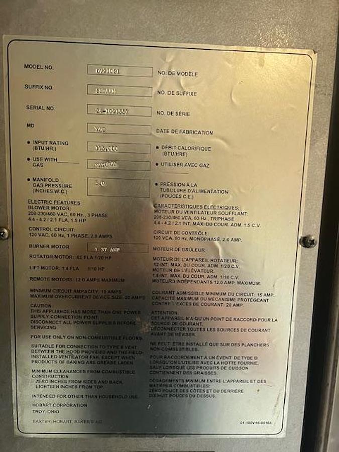 Used Baxter Single Rack Oven - OV210G1