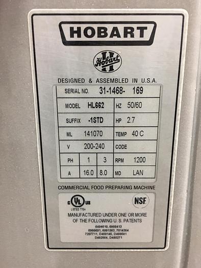 Used Hobart 60qt Mixer - Model HL662 