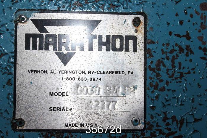 Used Marathon Model 6030 Vertical Baler, 60x30x48 #35672