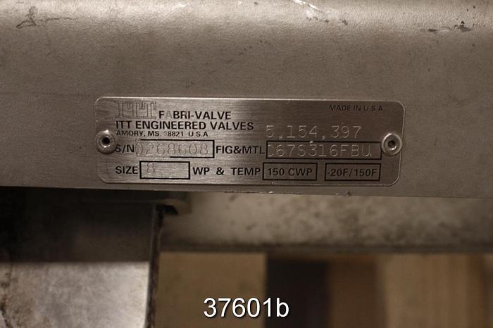 Used Fabri 8" Hand Operated Knife Gate Valve #37601