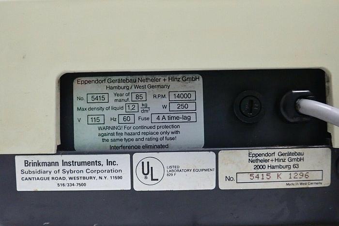 Used Eppendorf 5415 Centrifuge with Rotor