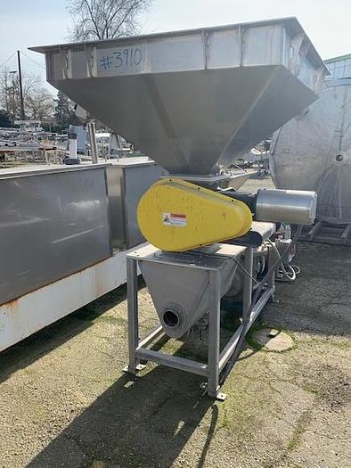 Used Stainless Steel Metering Hopper Feeding a Cornell 4" Hydro Food Pump