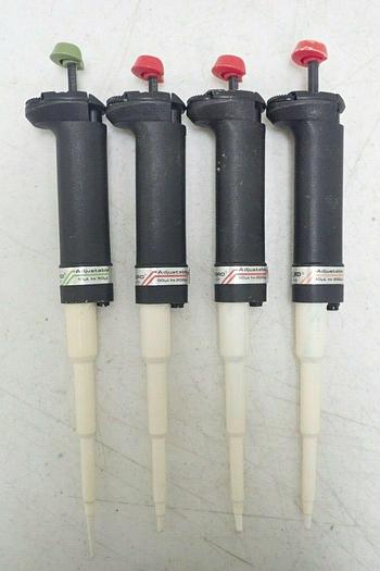 Used Lot of 4 Oxford 10-50 40-200 50-200 µL Sampler System Adjustable Pipettes