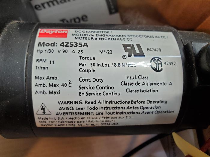 Used Dayton 4Z535A DC Gear Motor HP 1/30 90V (BRC1)