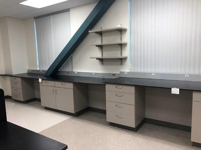 Used Used Institutional Plastic Laminated Casework lab benches with New Tops ( NO SHLEVING)