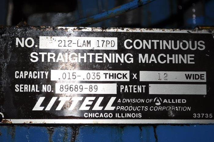 Used 12" x .060 LITTELL 17 ROLL STRAIGHTENER
