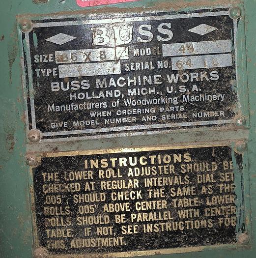 Used BUSS 44, 36" x 8" PLANER WITH HELICAL HEAD