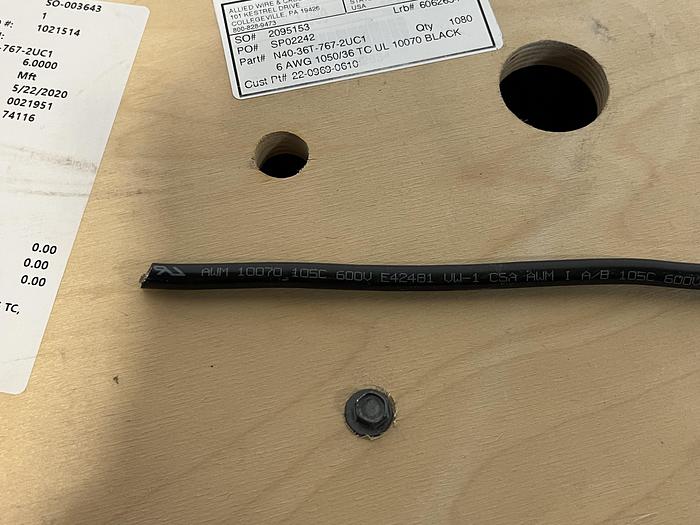 Used Allied Wire 2095153, 6 AWG, 1050/36TC UL, 600V, VFD Control Cable Approx 1000 Ft