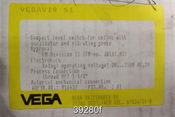 Unused Vega VIB51 URNAANTK Solid Level Transmitter #39280