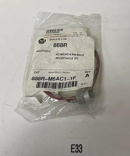 Allen Bradley AC MICRO 6 PIN MALE Receptacle 1ft 888R-M6AC1-1F