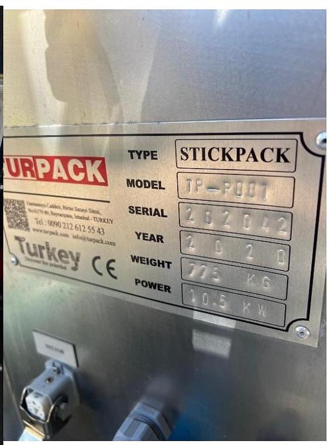 Used TURPACK 3 SIDE VERTICAL SEAL STICK PACK MACHINE - 4 LANE