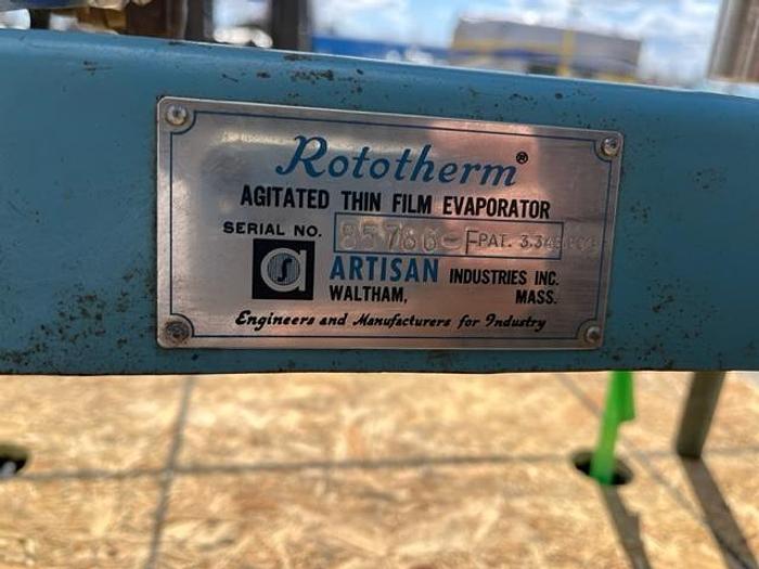 Used .5 SQ. FT. ARTISAN HORIZONTAL ROTOTHERM THIN FILM EVAPORATOR (TFE) - S/S - JKTD.