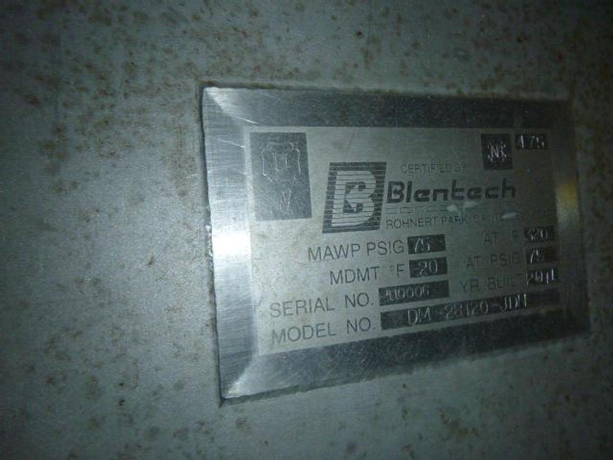 Used 28" x 10' BLENTECH TWIN SCREW HOLLOW FLIGHT BLENDER - S/S - JACKETED