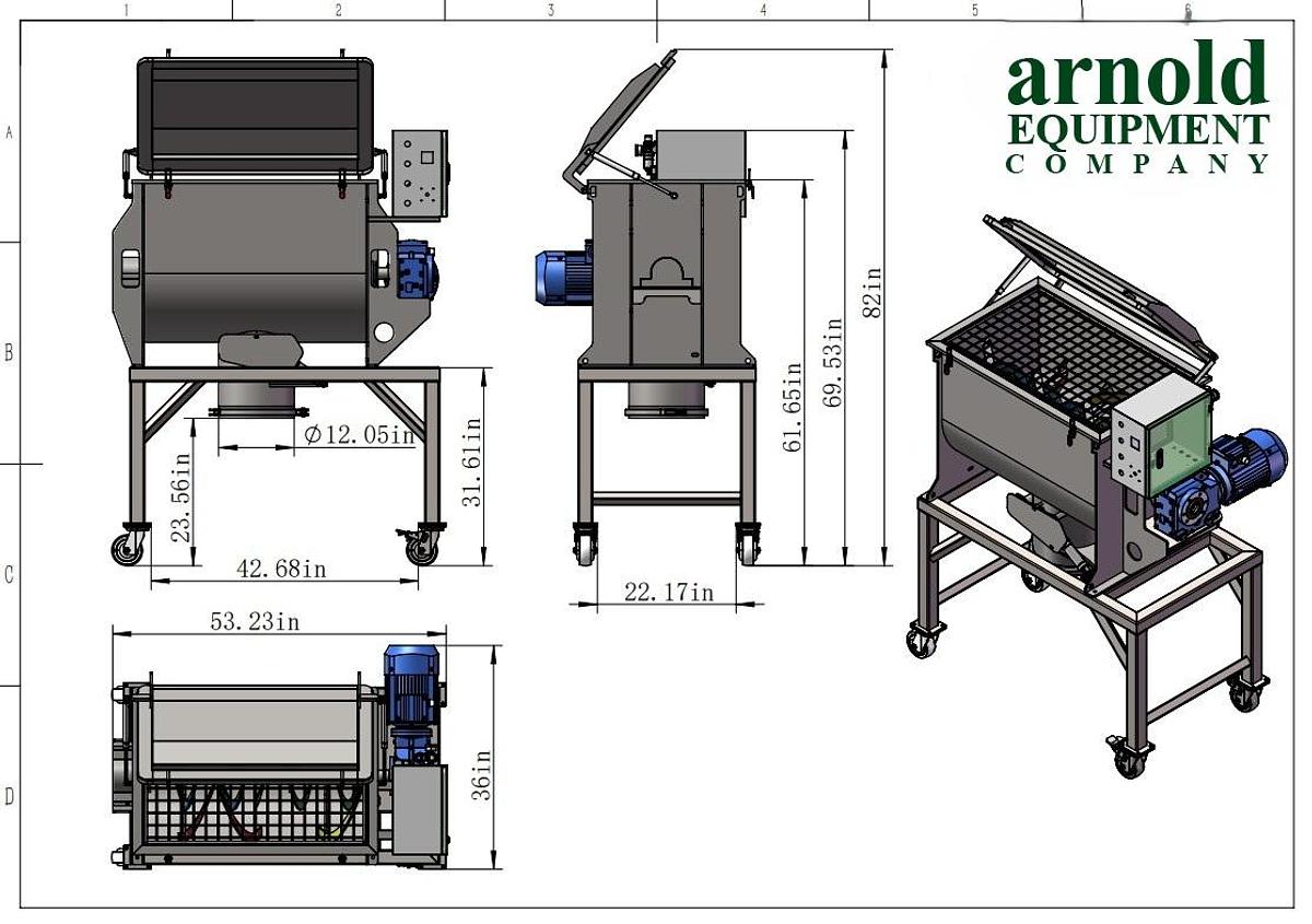 NEW 7 CU. FT. RIBBON BLENDER - S/S - 220V