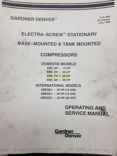Used 25 HP GARDNER DENVER ELECTRO-SCREW AIR COMPRESSOR