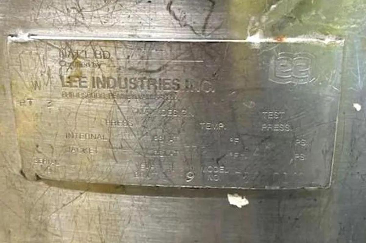 Used 750 GALLON LEE TRIPLE MOTION MIX KETTLE - S/S - 90 PSI