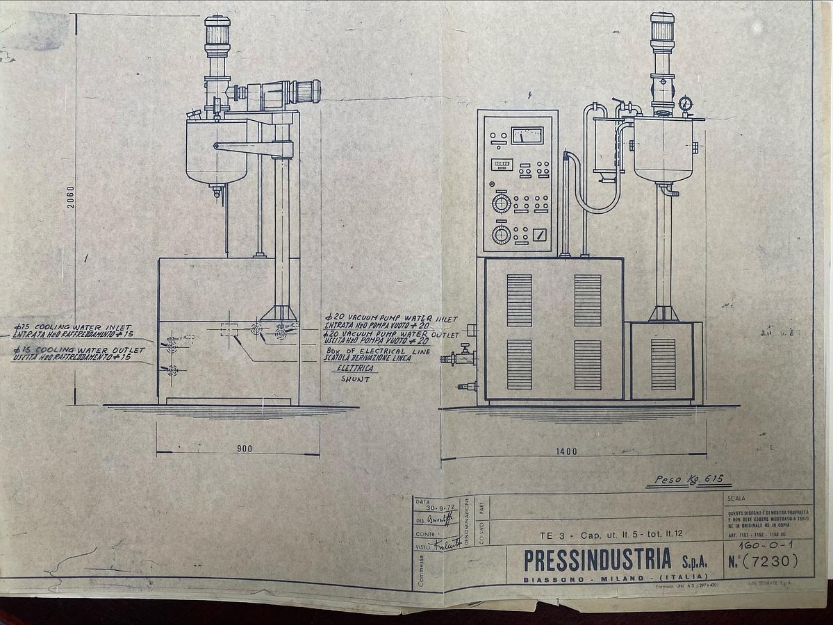 Used 2-7 LITER PRESSCO TURBO EMULSIFIER TRIPLE MOTION AGITATOR