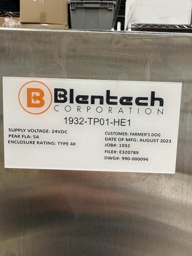 Used BLENTECH TP-15015 STAINLESS STEEL DUAL RIBBON JACKETED BLENDER/COOKER - 90 PSI