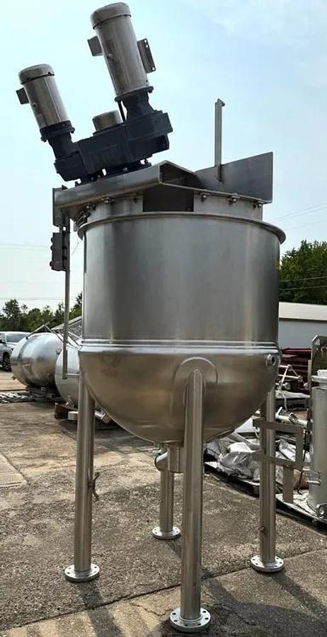 Used 300 GALLON GROEN TWIN ACTION INCLINE AGITATED KETTLE - S/S - 90 PSI