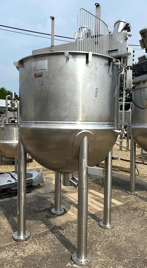 Used 300 GALLON GROEN TWIN ACTION INCLINE AGITATED KETTLE - S/S - 90 PSI