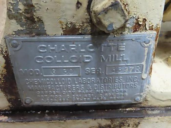 Used G30 CHARLOTTE INLINE CONTINUOUS HOURIZONTAL COLLOID MILL