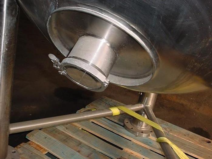 Used 200 GALLON LEE METAL S/S JACKETED KETTLE WITH AN ANGLED SWEEP AGITATOR