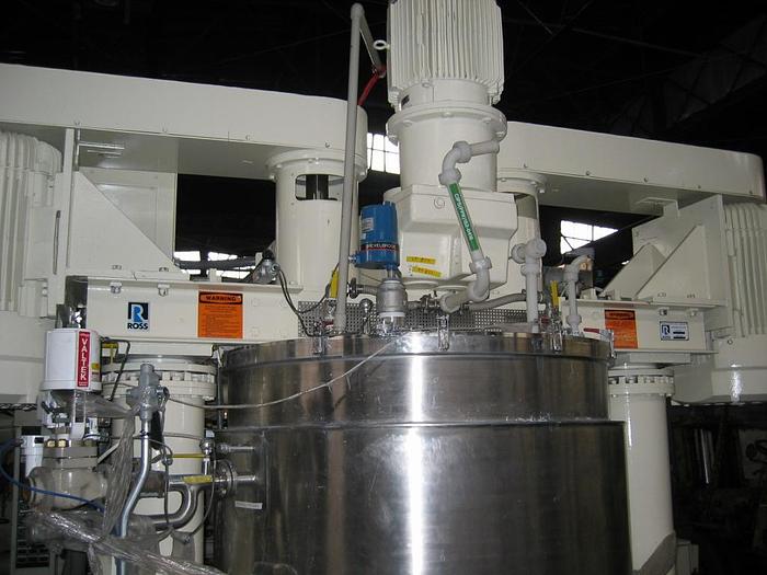 Used 330 GALLON ROSS TRIPLE SHAFT VACUUM DISPERSER - S/S - VACUUM - JACKETED