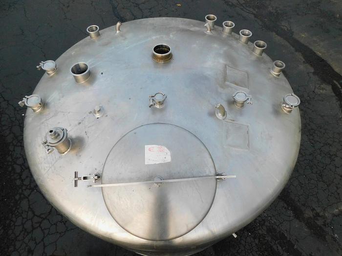 Used 1,000 GALLON APV CREPACO TANK - S/S - JACKETED - WITH CONE BOTTOM