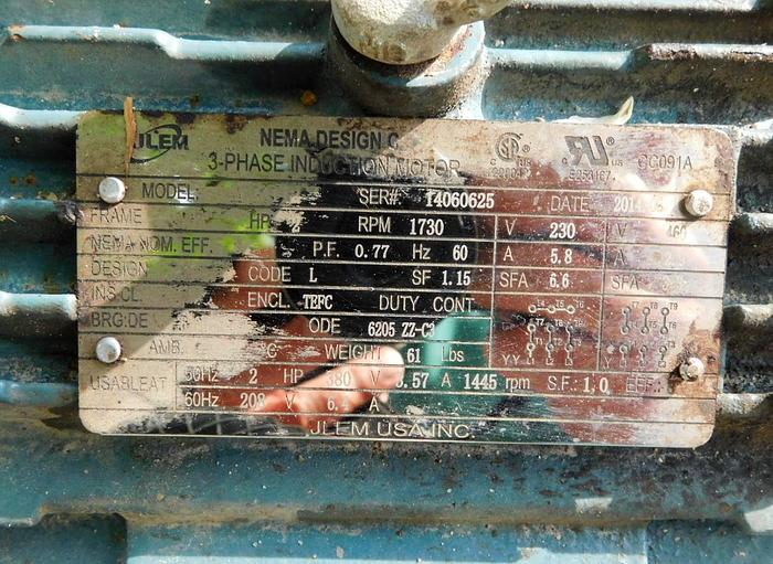 Used 1500 GALLON JLEM MOTOR OPEN TOP S/S MIXING TANK