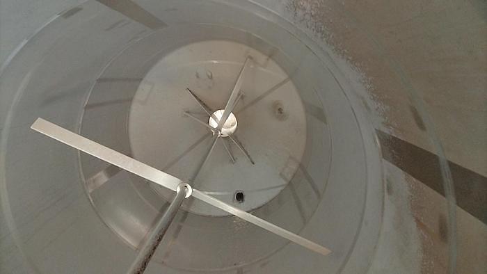 Used 5000 GALLON HICKS S/S 15 HP EVAPORATOR FEED TANK WITH BRIDGE MOUNTED AGITATOR