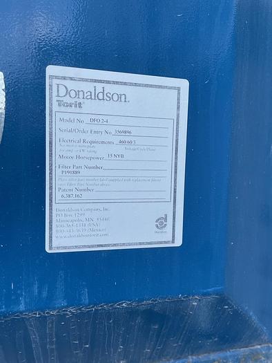 Used DONALDSON-TORIT MODEL DFO-2-4 CARTRIDGE TYPE DUST COLLECTOR